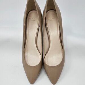Cole Haan Pointed Toe Kitten Heel Pump, Tan, Size 8.5B